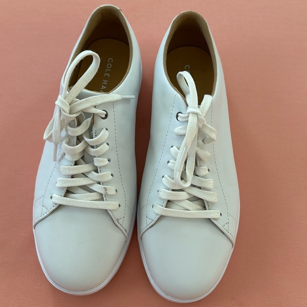 New Cole Haan Women’s 8.5 Grand Crosscourt  Light Gray Leather Sneakers.